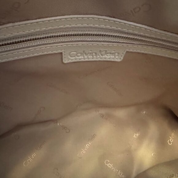Calvin Klein White Leather Belted Satchel Bag with Crossbody Strap  - Picture 7 of 8